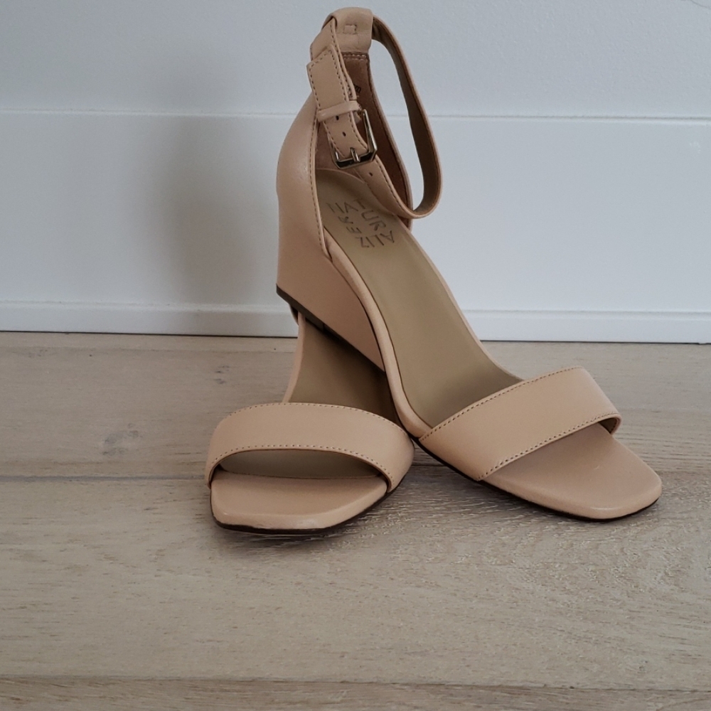 Nude wedge heels